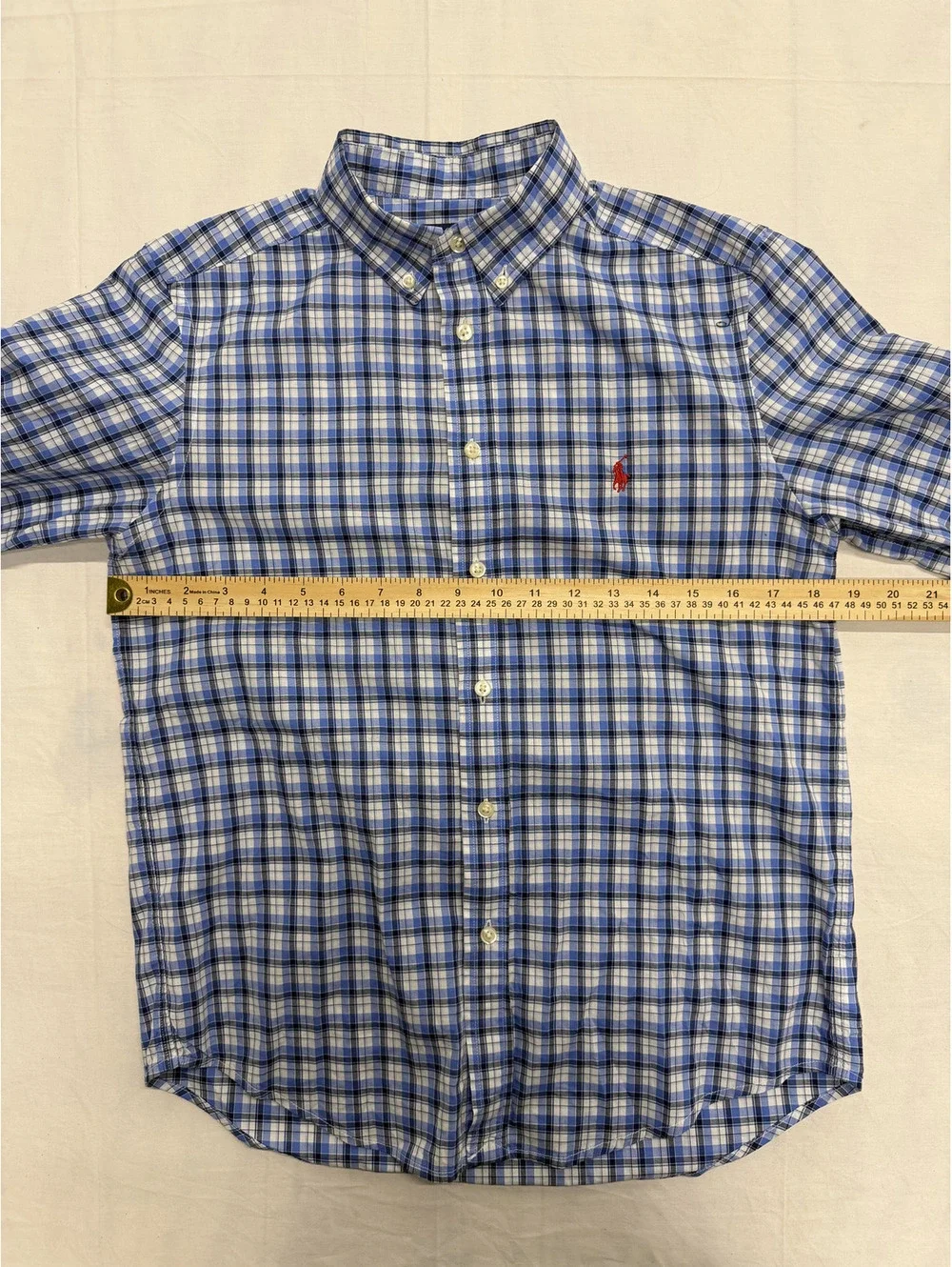 Polo Ralph Lauren Boys Blue Plaid Button-Down Shirt Large